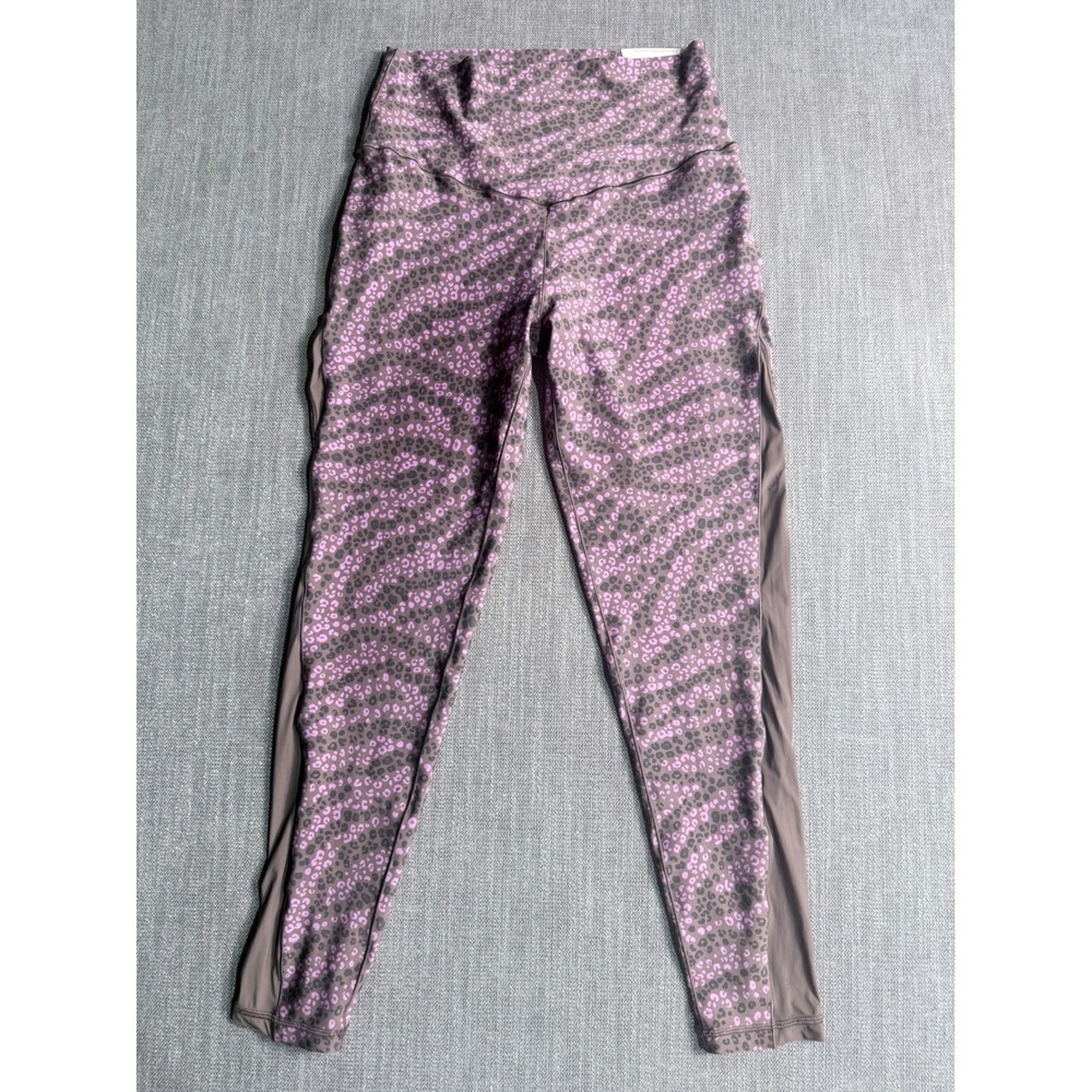 OFFLINE by Aerie Purple Leopard Print Mesh Panel Hi-Rise Leggings Large 5006-215 - Picture 4 of 4